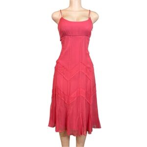 Vtg Y2K Fairy Midi Dress Silk Women’s Sz 8 Pink Chiffon Prom Faieycore Dainty